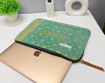 Macbook Sleeve 13-inches, vintage Kantha macbook Cover, recycled Old cotton Quilt Multi Color Patchwork Laptop Sleeve, handmade laptop bags