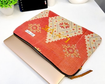 Macbook Sleeve 13-inches, vintage Kantha macbook Cover, recycled Old cotton Quilt Multi Color Patchwork Laptop Sleeve, handmade laptop bags