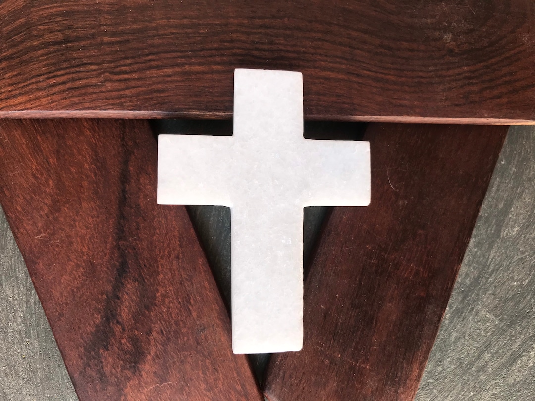 Handcrafted Marble Cross: Religious Gift, Home Decor (2.25