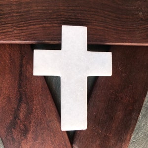 Handcrafted Marble Cross: Religious Gift, Home Decor (2.25&quot; x 3&quot;)