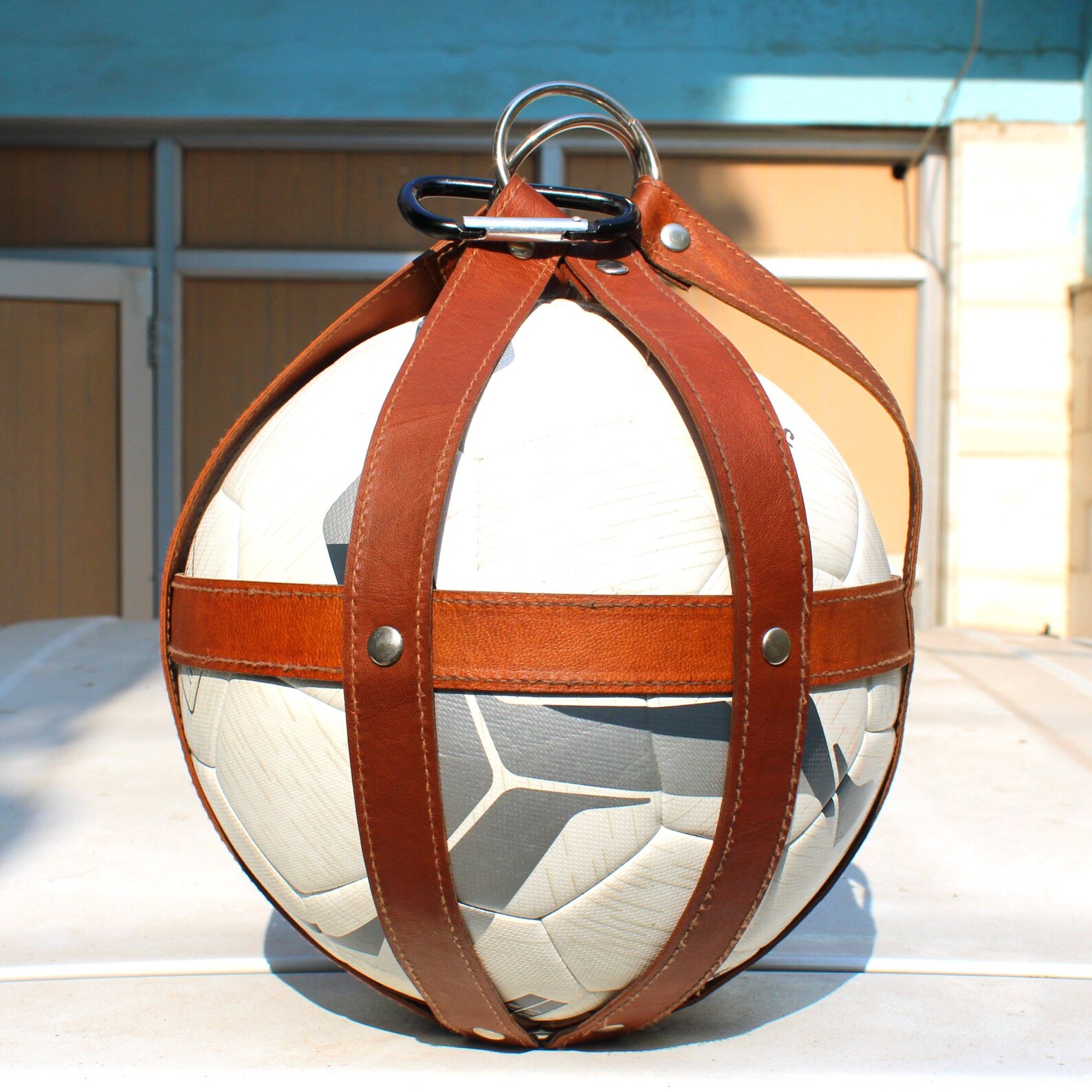 Genuine Leather Soccer Ball Holder Ball Carrying Harness Bag Etsy