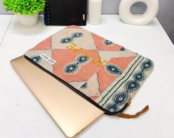 Macbook Sleeve 13-inches, vintage Kantha macbook Cover, recycled Old cotton Quilt Multi Color Patchwork Laptop Sleeve, handmade laptop bags