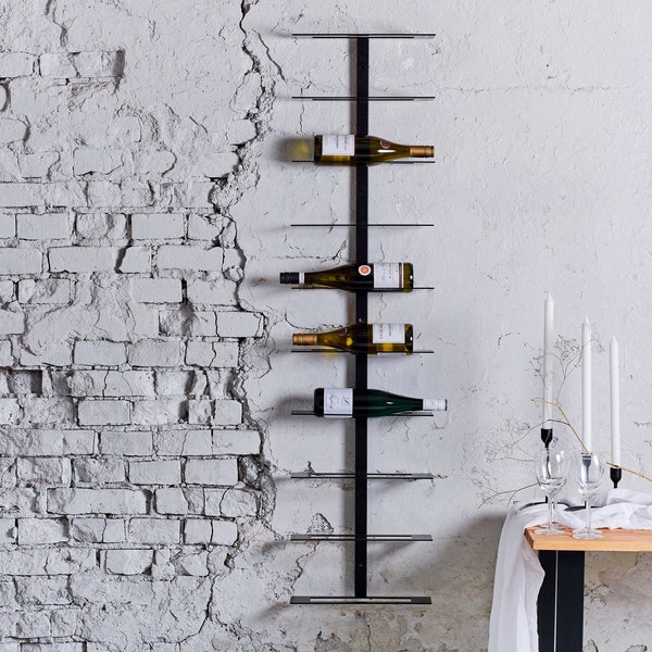 Metal Wine Rack - Wine Storage Rack - Wine Bottle Holder - Wall Wine Rack - Wall Wine Rack - Wall Mount Rack - Holds up to 6 or 10 Bottles