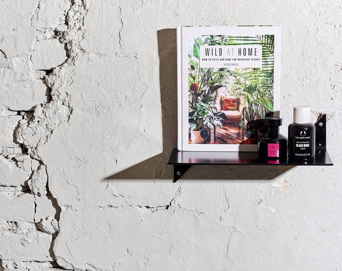 Floating Metal Shelf or Bookshelf - Black