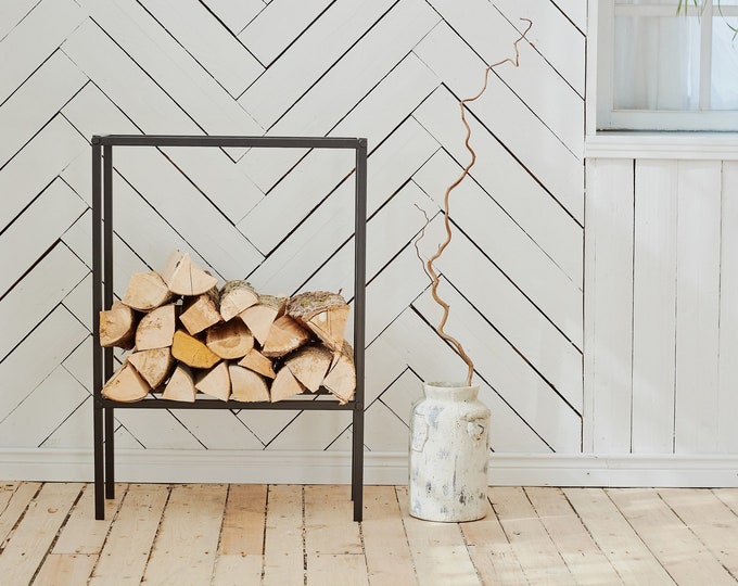 Steel Square Firewood Rack - Black