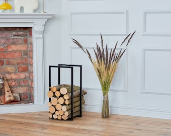 Steel Firewood Rack with Handle - Black