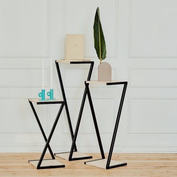 Metal Plant Stand - A Durable and Stylish Display for Your Plants and Home Decor - Three Height Options - Metal Powder-Coated Black
