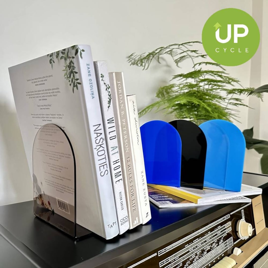 Acrylic Bookends Bookshelf Decor Book Stopper Book Lover's Gift Bookend