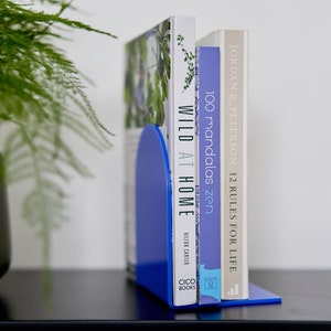 Acrylic Bookends Bookshelf Decor Book Stopper Book Lover's Gift Bookend Set Desk Book End Bookends for Shelves Book Storage Dark Blue