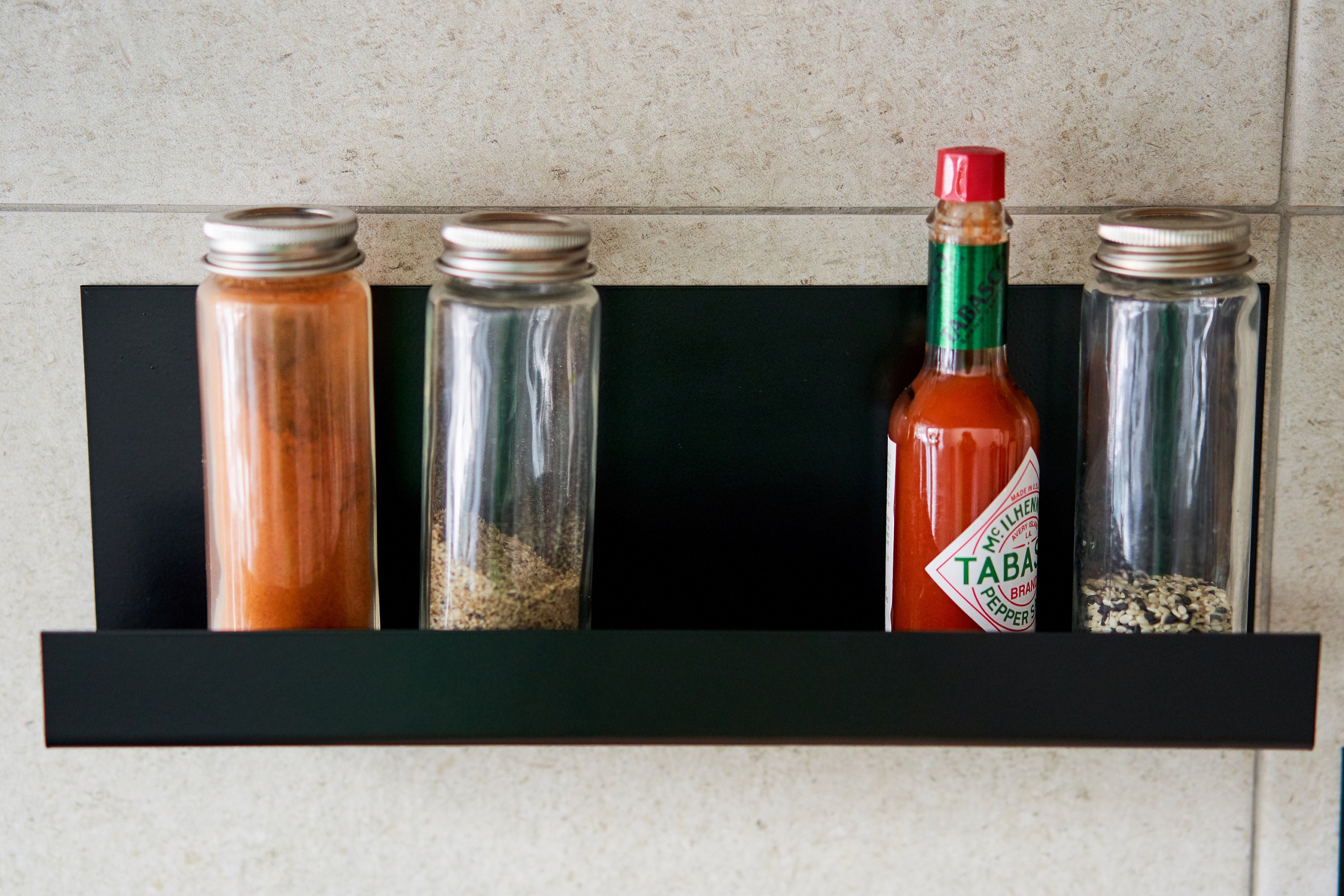 Metal Spice Shelves and Organizer for Kitchen Black