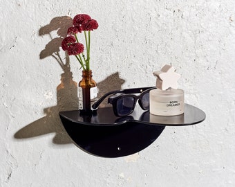 Floating Metal Shelf or Bookshelf - Black