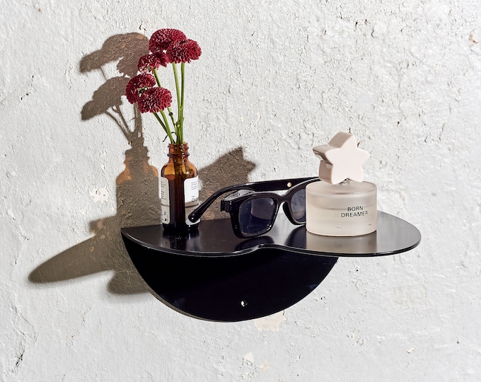 Floating Metal Shelf or Bookshelf - Black