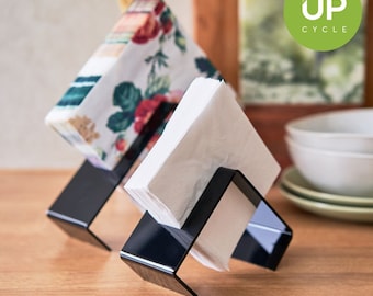 SET of 2 Upcycled Black Acrylic Napkin Holders