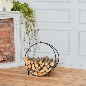 ELEGANT FLAT FIREWOOD Rack With Steel Mesh/ Horizontal Firewood Rack/ Floor Firewood  Rack 