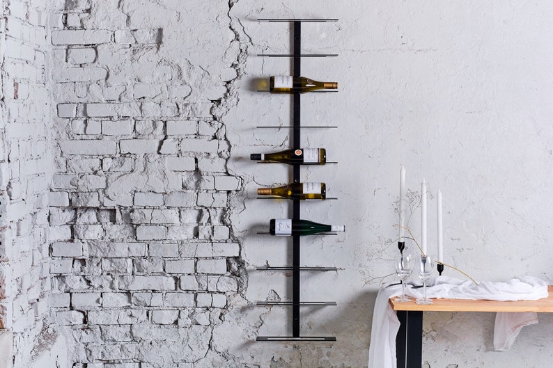 Metal Wine Rack Wine Storage Rack Wine Bottle Holder Wall Wine Rack Wall Wine Rack Wall Mount Rack Holds up to 6 or 10 Bottles image 1