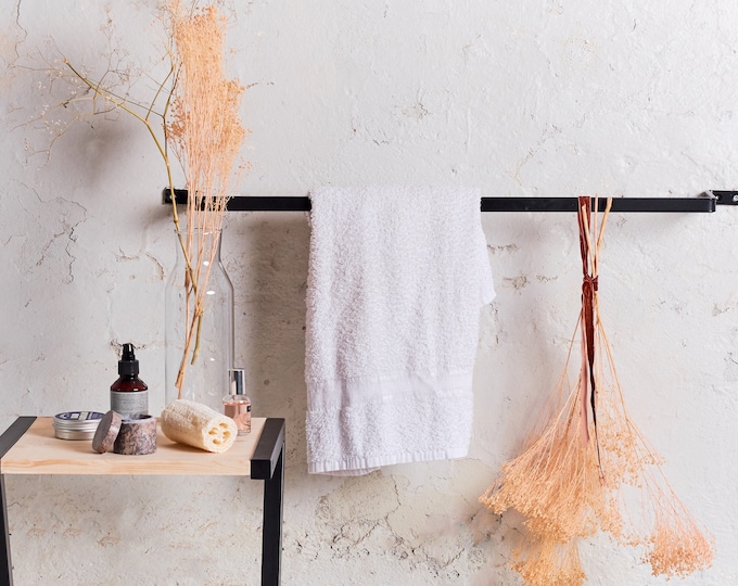 Metal Hand Towel Rack - Black