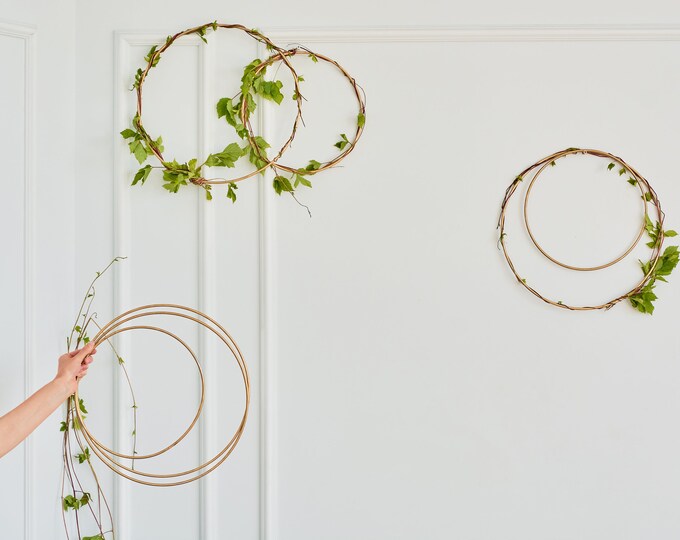 SET of 3 Metal Gold Hoops for Crafting, Wedding Decor