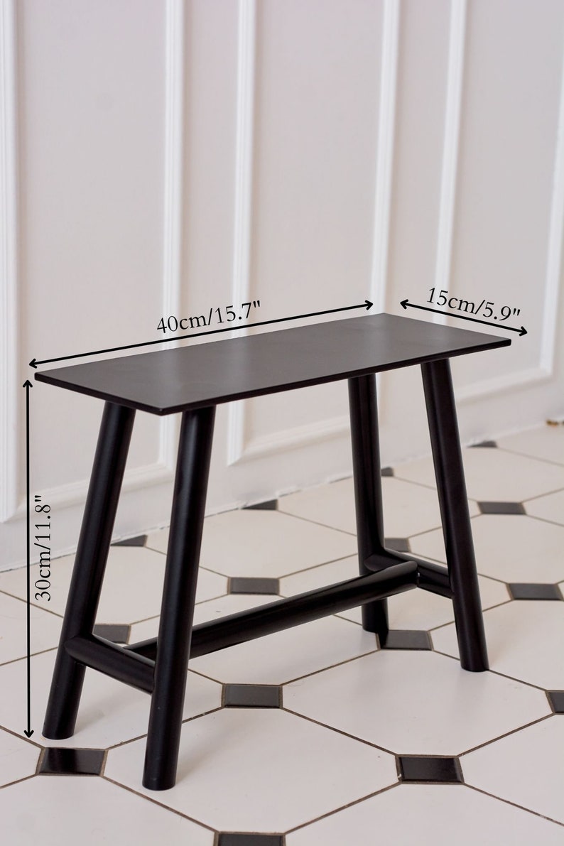 Escabeau en métal Tabouret compact et durable pour enfants Décoration de salle de bain Petit escabeau pour la cuisine Aide de cuisine Noir image 2