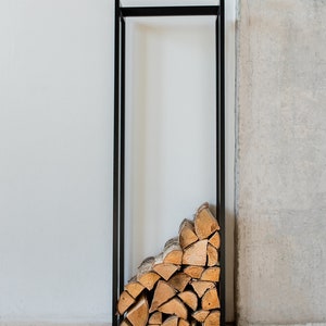 Metal Firewood Holder Firewood Storage Steel Firewood Rack Firewood Stand for Indoors, Outdoors Wood Log Rack Powder-Coated Black image 6