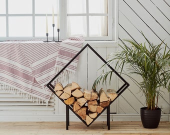Rhombus Firewood Rack - Black