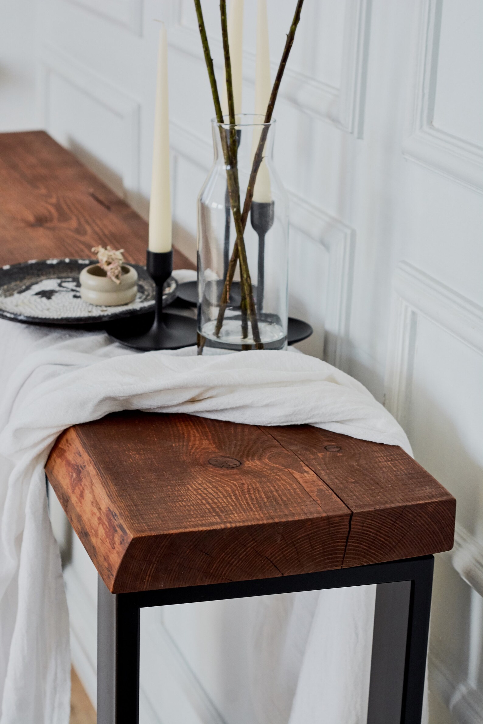 Entryway Table With Metal Legs and Reclaimed Wood Base Rustic Etsy