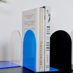 Acrylic Bookends Bookshelf Decor Book Stopper Book Lover's Gift Bookend Set Desk Book End Bookends for Shelves Book Storage Light Blue