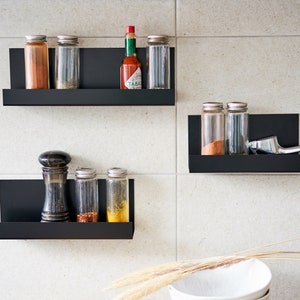 Metal Spice Shelf - Spice Organizer - Spice Rack Wall Mount - Spice Shelf - Spice Storage - Kitchen Organizer - Wall or Fridge Rack for Jars