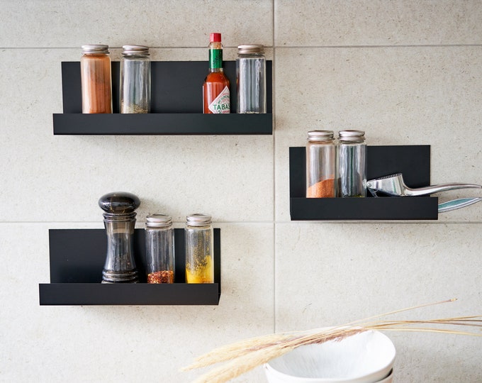 Metal Spice Shelves and Organizer for Kitchen - Black
