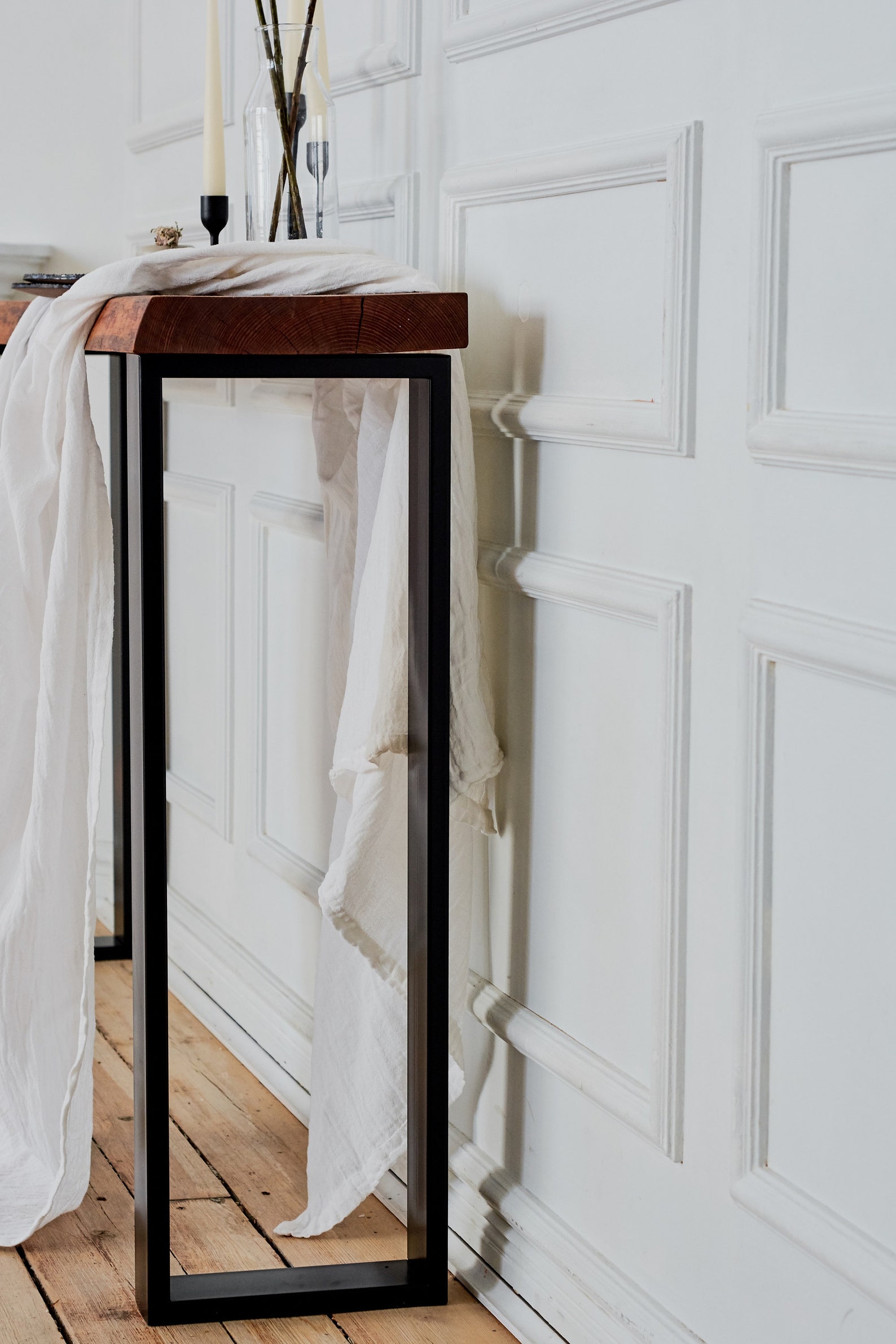 Entryway Table With Metal Legs and Reclaimed Wood Base Rustic Etsy