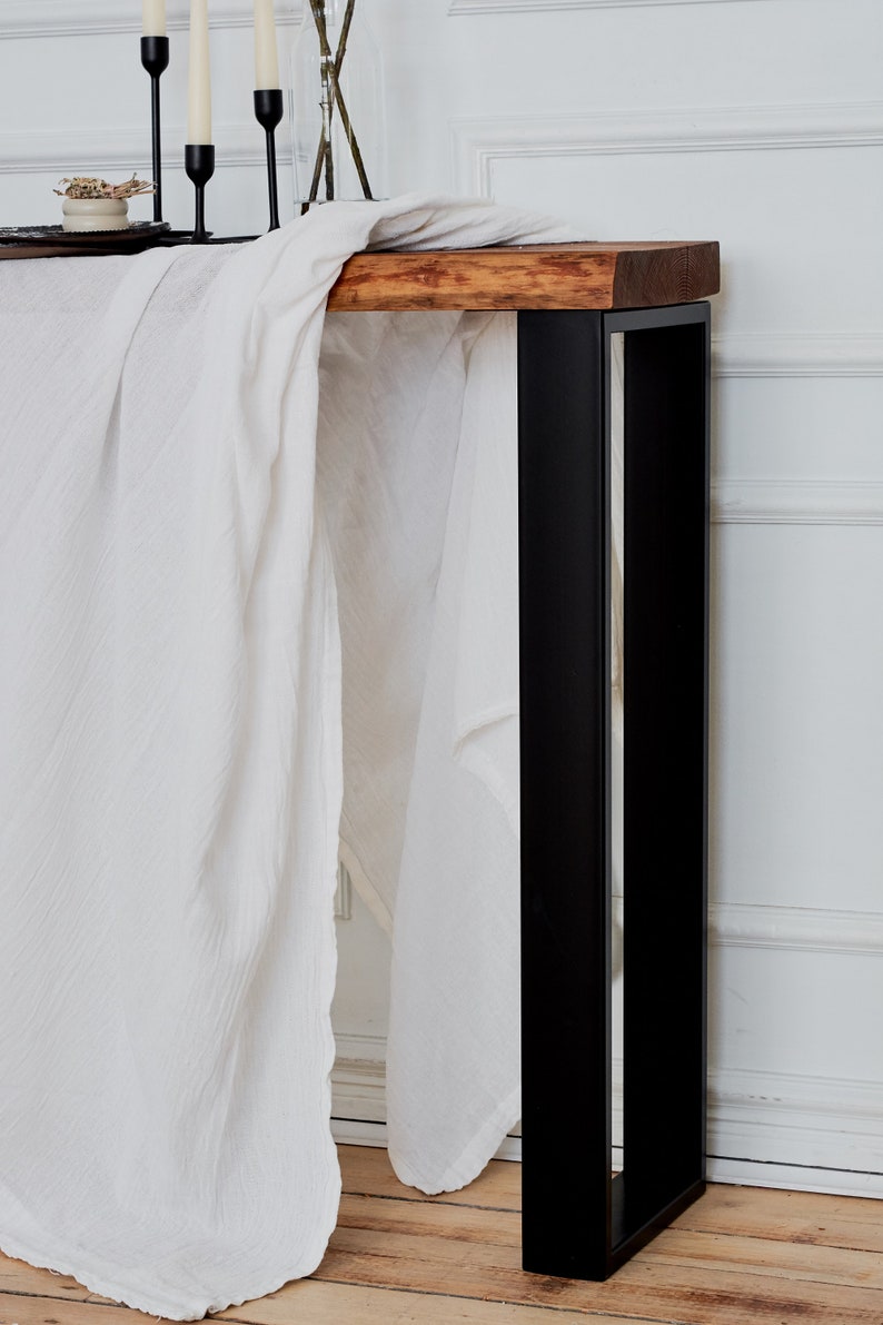 Entryway Table With Metal Legs and Reclaimed Wood Base Rustic Etsy