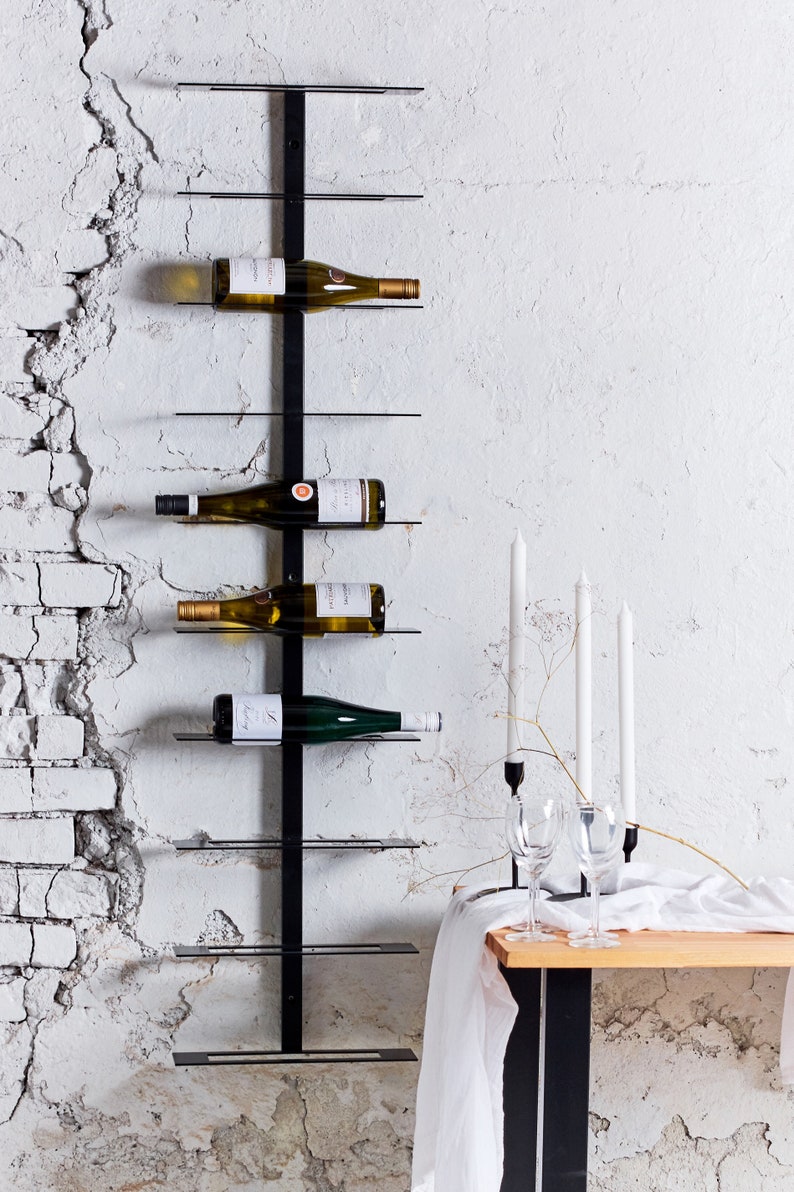 Metal Wine Rack Wine Storage Rack Wine Bottle Holder Wall Wine Rack Wall Wine Rack Wall Mount Rack Holds up to 6 or 10 Bottles image 9