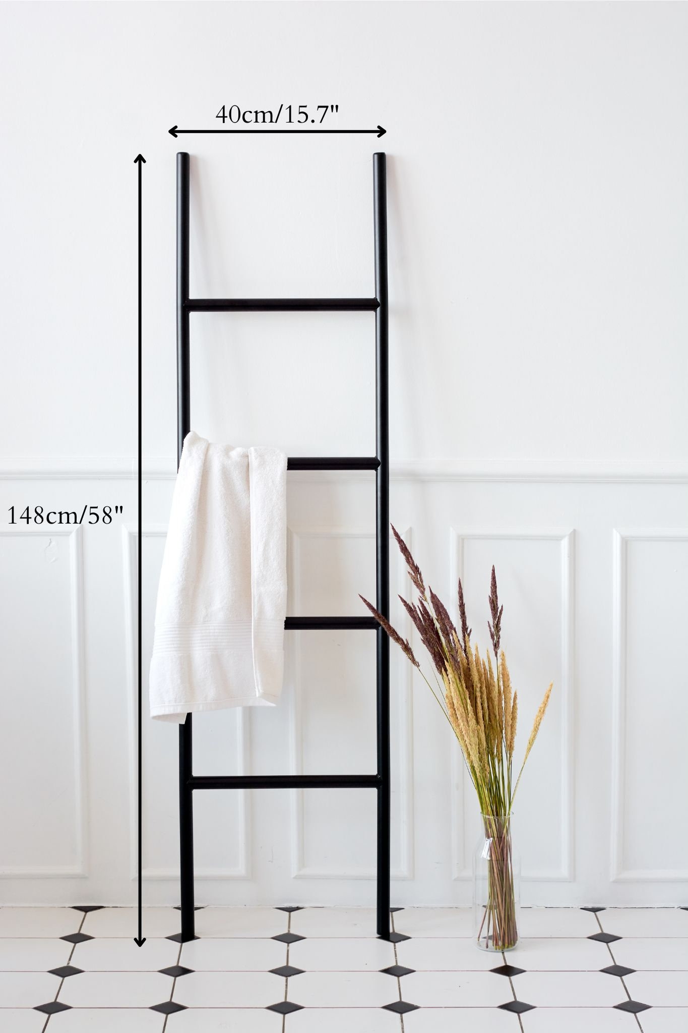 4 Step Metal Towel Rack Black