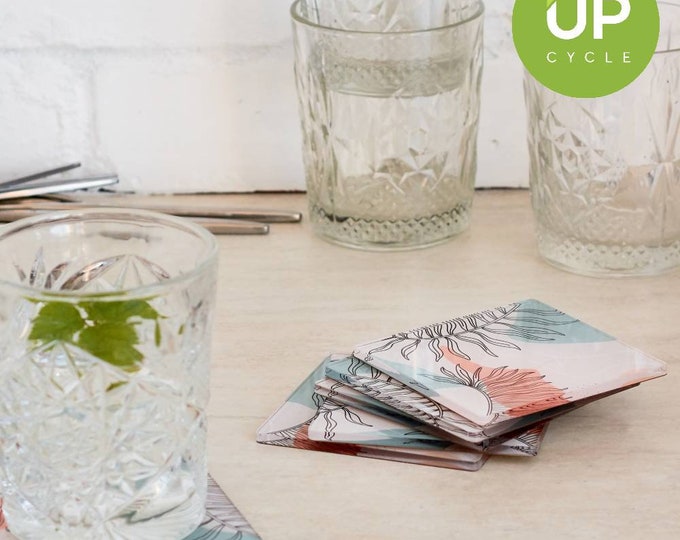 SET of 6 Stylish Acrylic Coasters with Design