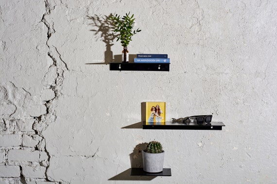 Black floating bookshelves discount