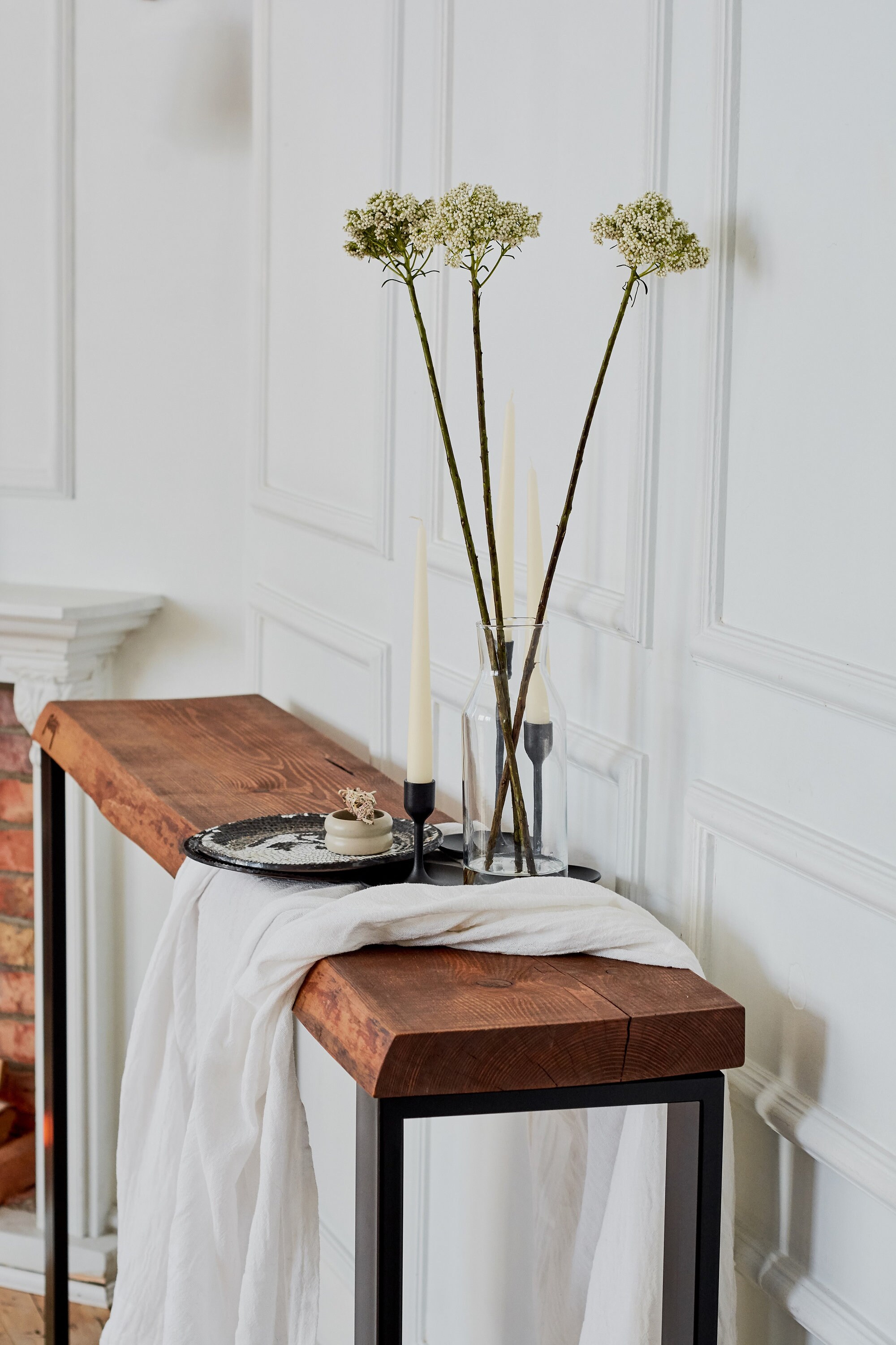 Entryway Table With Metal Legs and Reclaimed Wood Base Rustic Etsy