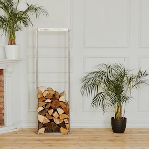 Metal Firewood Holder - Firewood Storage - Steel Firewood Rack - Firewood Stand for Indoors, Outdoors - Wood Log Rack - Powder-Coated Black
