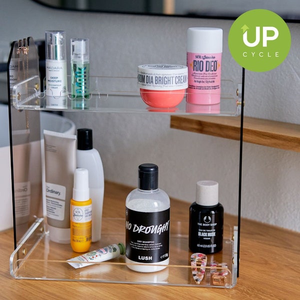 Organiseur de maquillage en acrylique - étagère de rangement pour produits de beauté - support pour compartiment pour table de maquillage - organisateur de soins de la peau - étagère de coiffeuse - décoration d'intérieur