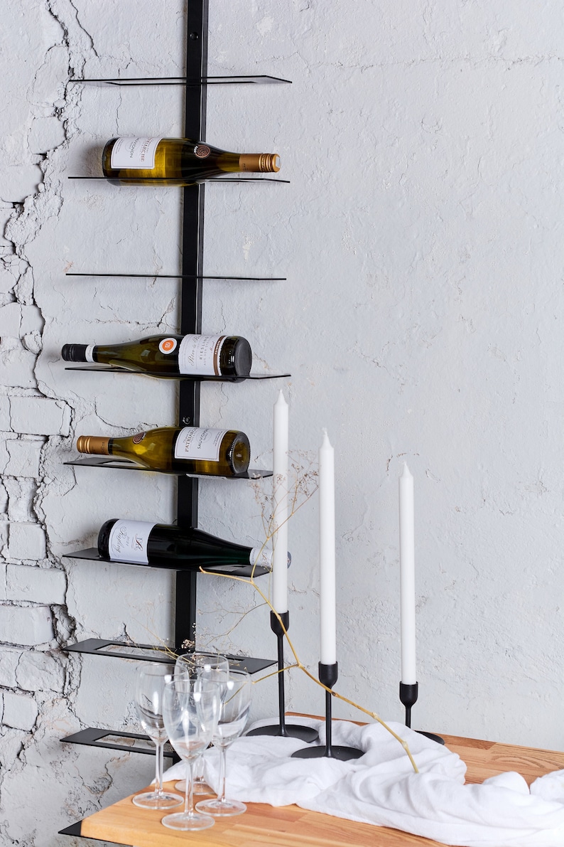 Metal Wine Rack Wine Storage Rack Wine Bottle Holder Wall Wine Rack Wall Wine Rack Wall Mount Rack Holds up to 6 or 10 Bottles image 5