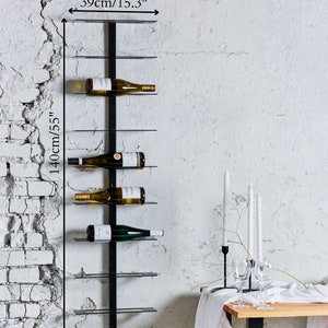 Metal Wine Rack Wine Storage Rack Wine Bottle Holder Wall Wine Rack Wall Wine Rack Wall Mount Rack Holds up to 6 or 10 Bottles image 2