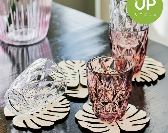 SET of 5 Wooden Monstera Leaf Coasters