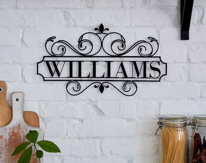 Customizable Elegant Laser Cut Metal Sign - Black