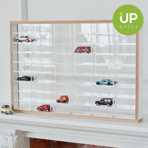 Hot Wheels Storage - Wooden Display with 54 Compartments - Toy Car Storage - Matchbox Car Holder - Toy Car Display Case - Display Shelf