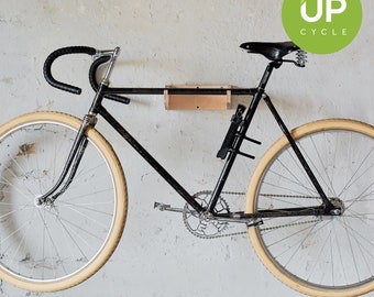 Supporto da parete per bici in compensato - Portabiciclette - Portabiciclette - Portabiciclette da parete per bici da strada - Deposito biciclette - Colore legno e bianco - Venduto per uno