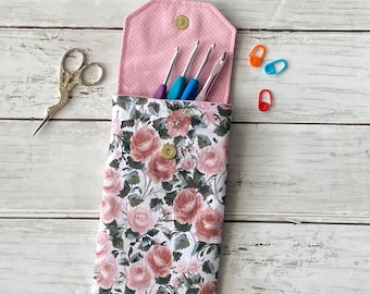 Floral Crochet Hook Case: Travel Sewing & Knitting Organizer