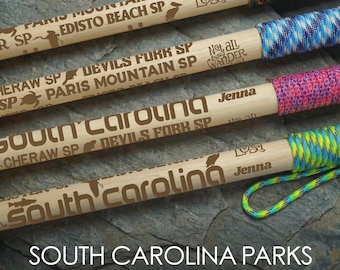 All South Carolina State Parks - Themed Walking Stick | Personalized Hiking Gift for Birthdays, Anniversaries, Retirements and Scouts