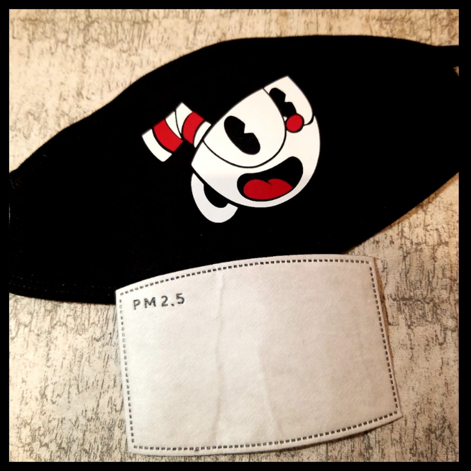 Custom Cuphead Face Mask with a Filter included | Etsy