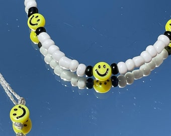 Smiley Face Choker Necklace | Waterproof Beaded Necklace | Y2K Jewelry | Adjustable Summer Necklace | Cute Gift for Her