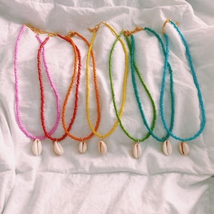 Cowrie Shell Necklace: Boho Beaded Choker, Waterproof Cord