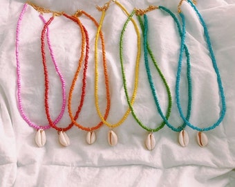 Cowrie Shell Necklace: Boho Beaded Choker, Waterproof Cord