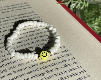 Waterproof beaded Smiley Stretchy Bracelet